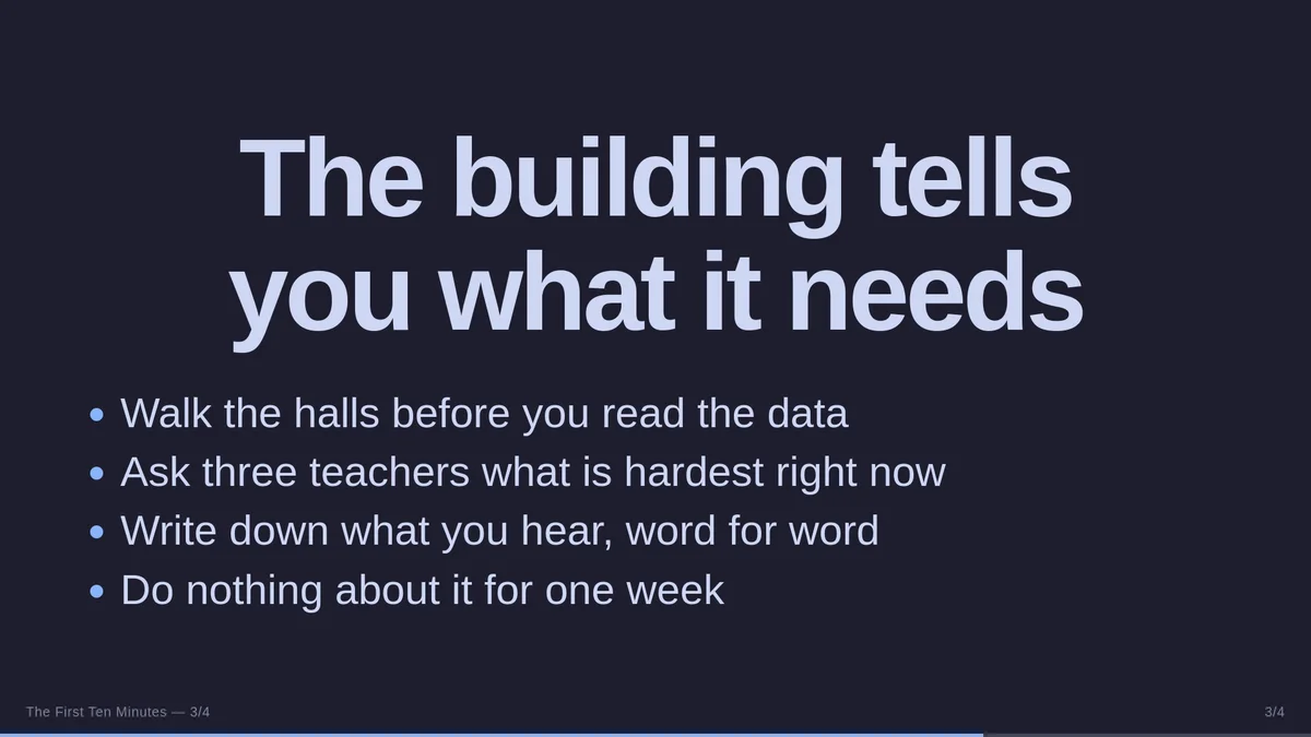 The same slide rendered in the Catppuccin theme: deep blue-grey background, lavender text.